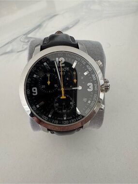 Tissot Black Dial Chronograph with Yellow Accents